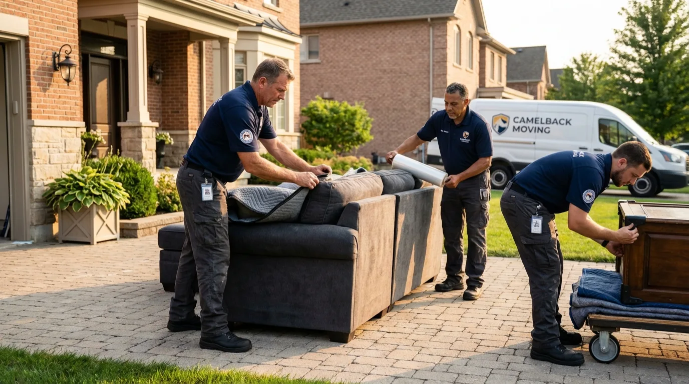 Large estate moving crew wrapping furniture in Lincoln City, OR