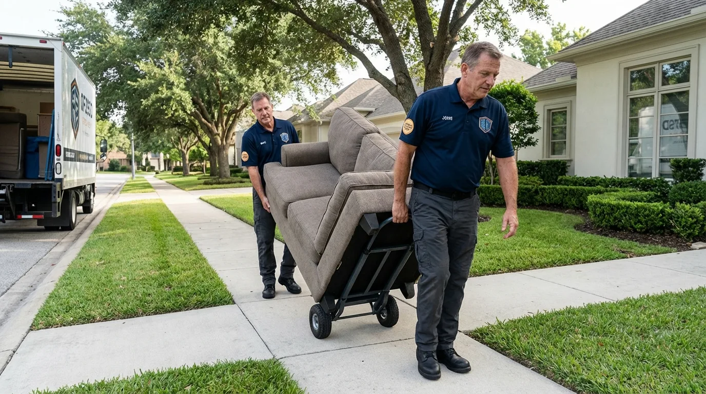 Local residential moving crew loading furniture in Lincoln City, OR