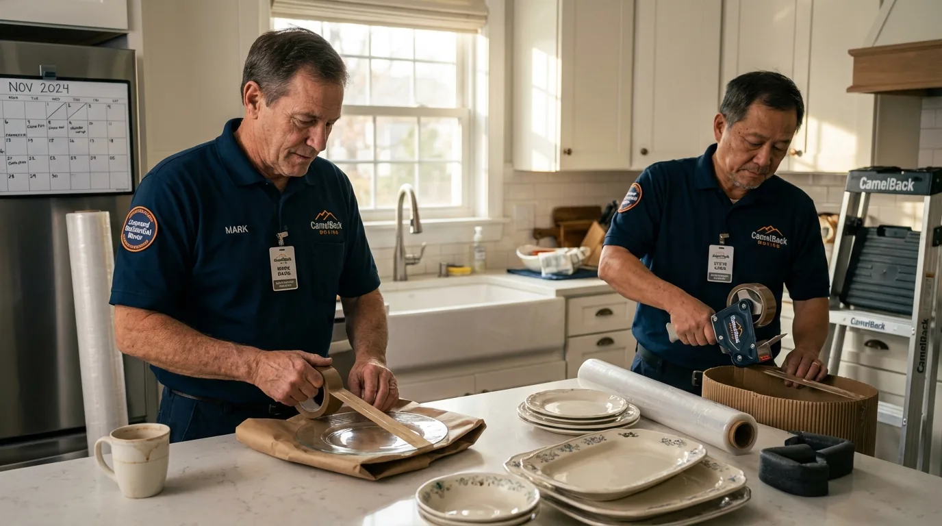 Professional crew packing kitchen dishware in Lincoln City, OR